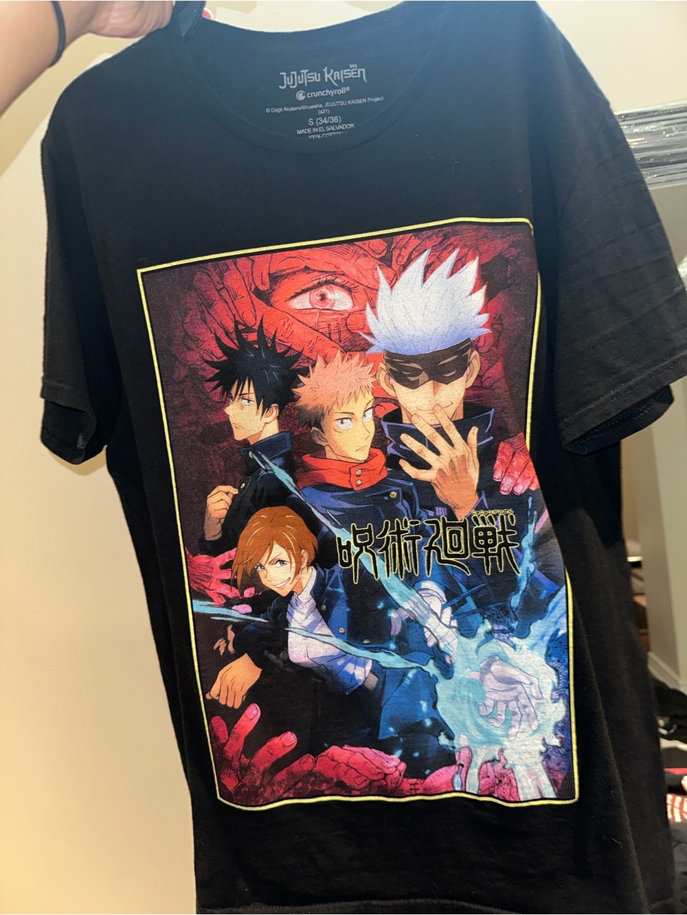 Jujutsu Kaisen Anime Graphic Tee - Black with Multicolor Print